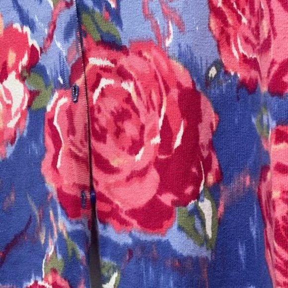 Isaac Mizrahi Live 3/4 sleeved cotton cardigan, periwinkle & pink, 1X, like new! - Picture 4 of 7